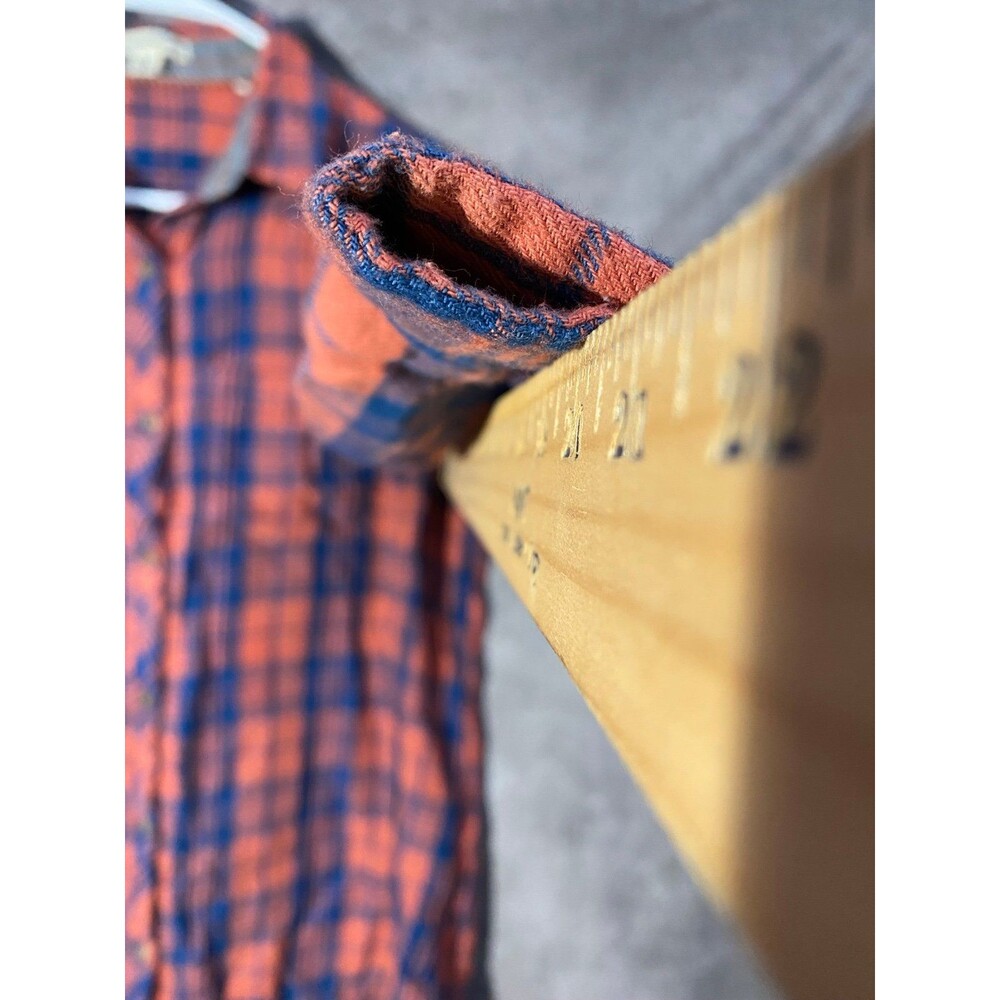 Toad&Co Women's S Flannel Plaid Button Down Dress Burnt Orange Blue Tunic - Picture 8 of 12